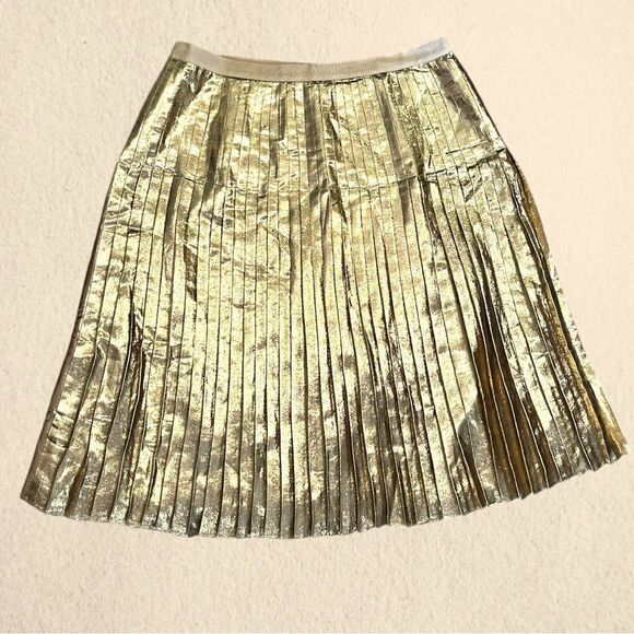 Lewit silk gold metallic pleated skirt - Picture 5 of 11